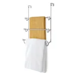 interDesign York Over Shower Door Towel Rack, 3-Bar Stainless Steel Organizer in White and Chrome thumbnail 5