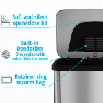 Halo TapCan 13 Gallon Smart Step Pedal Sensor Trash Can, Brushed Stainless Steel with Black Trim thumbnail 4