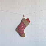 VHC Brands 15 in. Gavin Cherry Red Plaid Cotton Christmas Stocking with Herringbone Felt Accents thumbnail 4