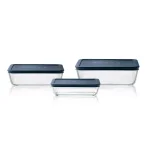 Pyrex 6-Piece Rectangle Glass Food Storage Set with Blue Lids thumbnail 2