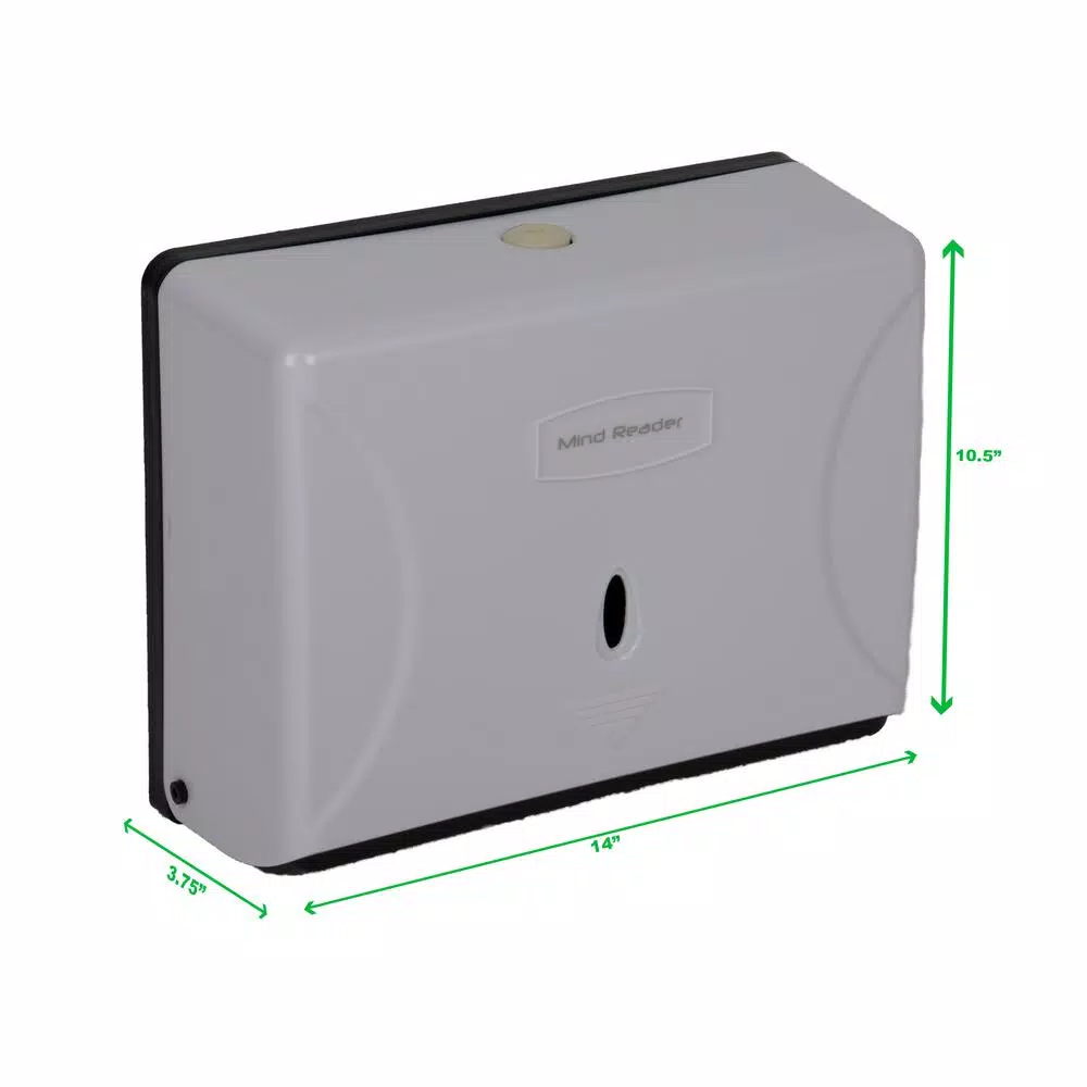 Mind Reader White Wall Mounted Multi-Fold Paper Towel Dispenser for C-Fold and M-Fold Towels