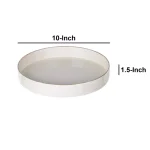 Benzara Modern White Round Plastic Serving Tray with Raised Edges thumbnail 3