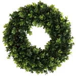 Pure Garden 12 in. Round Artificial Boxwood Wreath, Green Farmhouse Decor thumbnail 1
