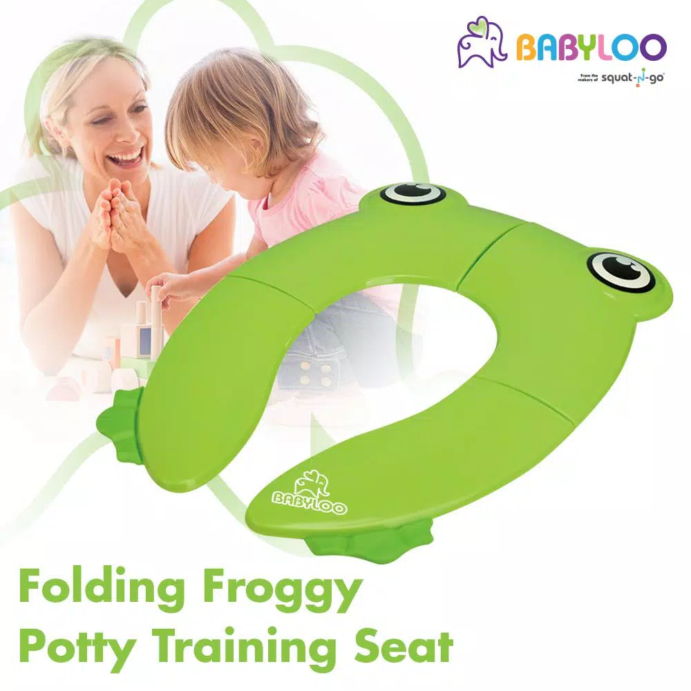 Babyloo Green Frog Folding Potty Training Toilet Seat with Travel Bag