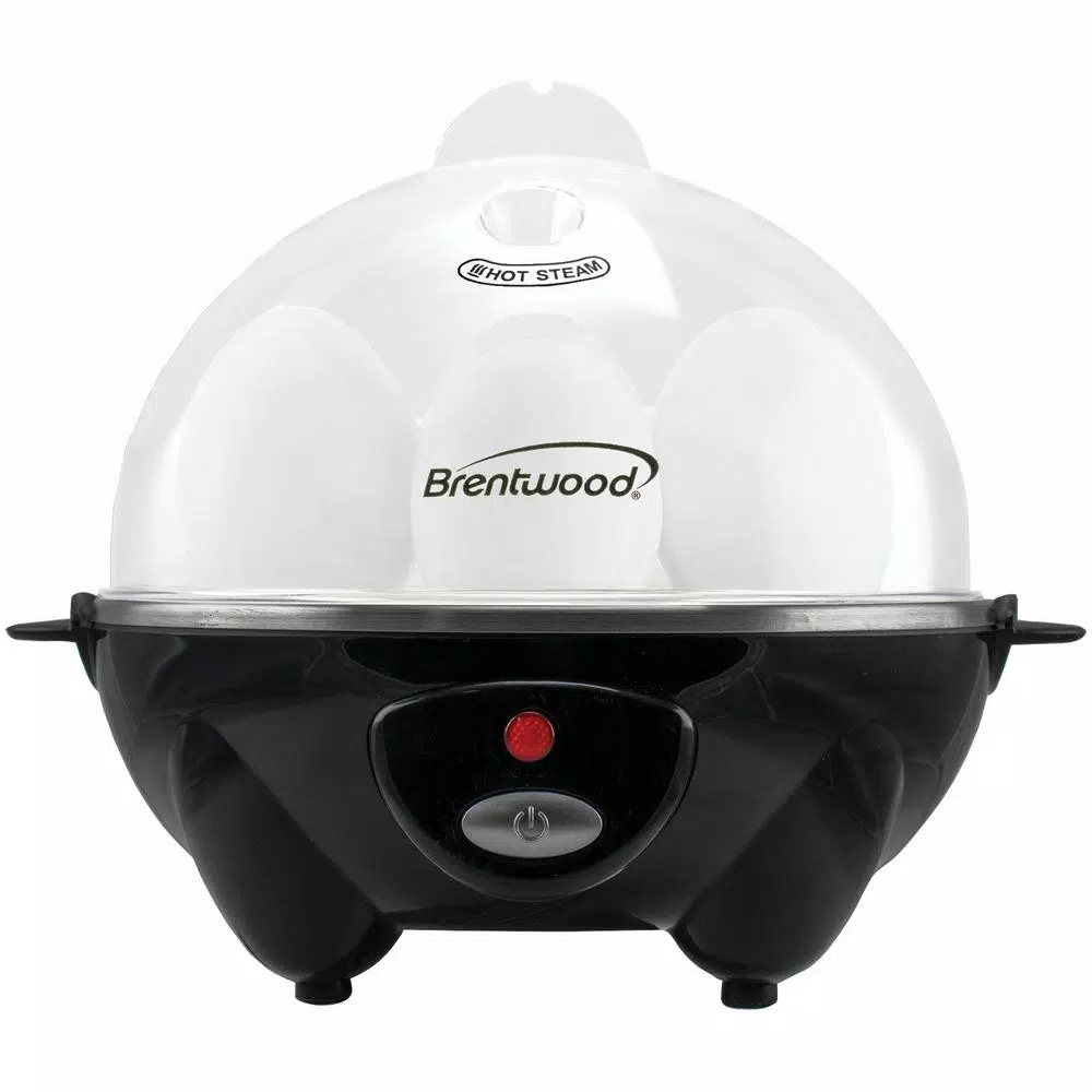 Brentwood 7-Egg Black Electric Egg Cooker with Auto Shutoff, Poaching Tray & Omelet Maker
