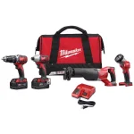 Milwaukee M18 18V Lithium-Ion Cordless 4-Tool Combo Kit with (2) 3.0 Ah Batteries, Charger, and Tool Bag thumbnail 1