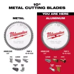 Milwaukee 10 in. 72T Carbide Teeth Aluminum and Metal Cutting Circular Saw Blade thumbnail 4