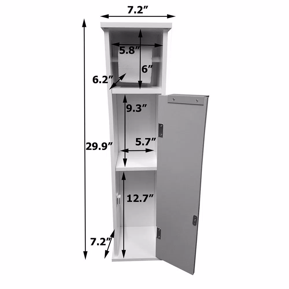 Unbranded Stockholm 2-in-1 Freestanding Toilet Paper Holder and Storage Cabinet, Brown Oak & White