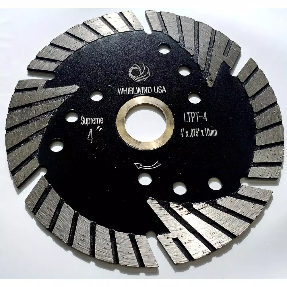 Whirlwind USA 4 in. Turbo Segmented Diamond Saw Blade for Granite, Marble, and Concrete