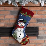 Glitzhome 19 in. Hooked Christmas Stocking with Snowman Design thumbnail 3