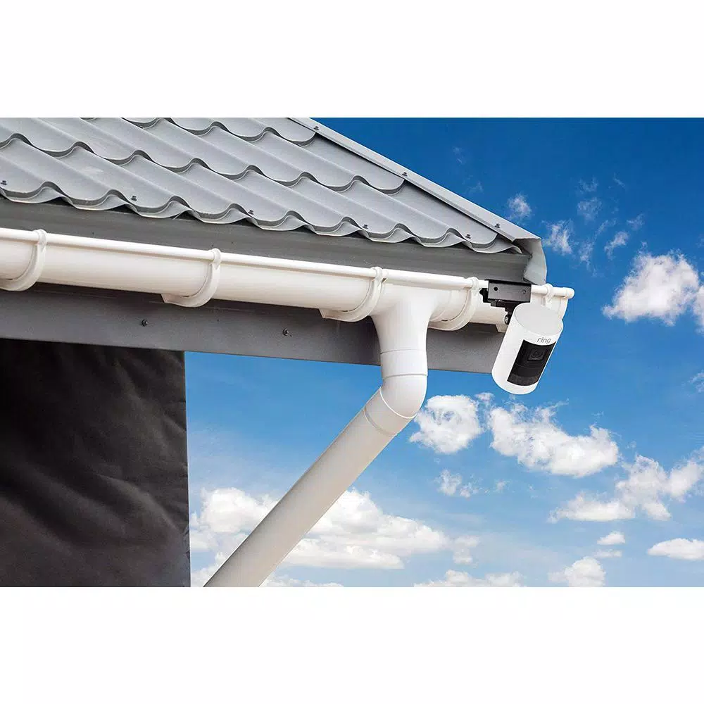 Wasserstein Weatherproof Gutter Mount for Ring Stick Up Cam Battery and Wired (Black)