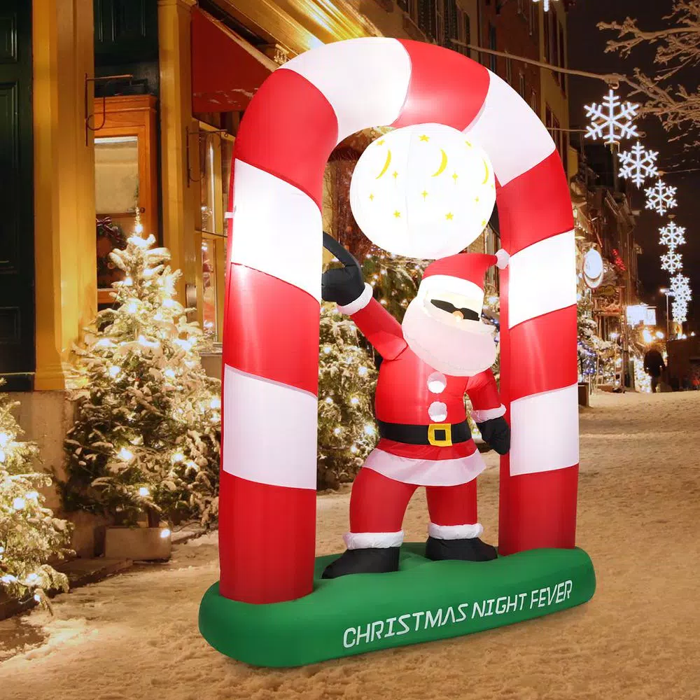 Costway 7.5 ft. Christmas Inflatable Santa Claus Archway Yard Decoration with Lights