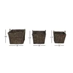 LITTON LANE Large Square Water Hyacinth Wicker Storage Baskets, Dark Brown (Set of 3) thumbnail 7