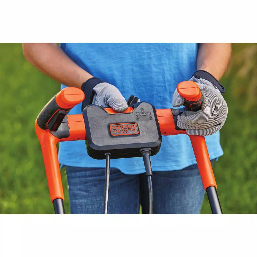 BLACK+DECKER 15 in. 10 Amp Corded Electric Walk Behind Push Lawn Mower with Bagger