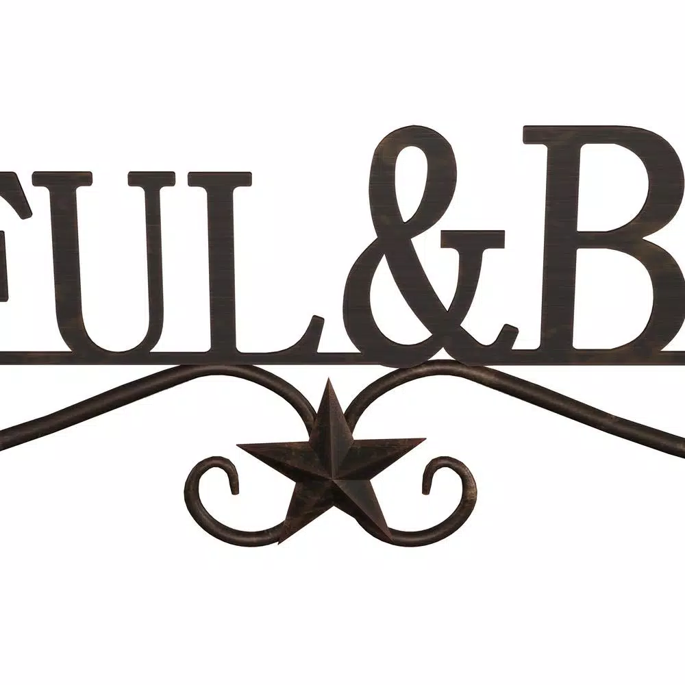 Lavish Home Thankful and Blessed Metal Cutout Wall Sign, Distressed Dark Brown