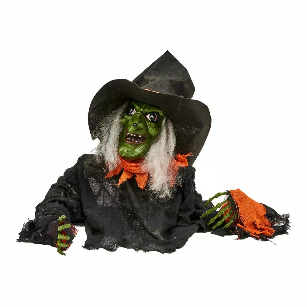 Unbranded 51 in. Animated Ground Breaking Witch Halloween Standing Decor