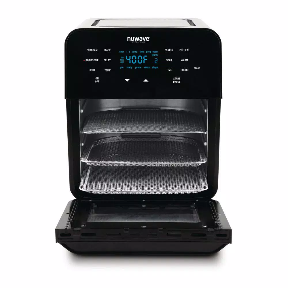 NuWave Brio 14 Qt. Digital Air Fryer with Integrated Temperature Probe and 100 Pre-Programmed Recipes