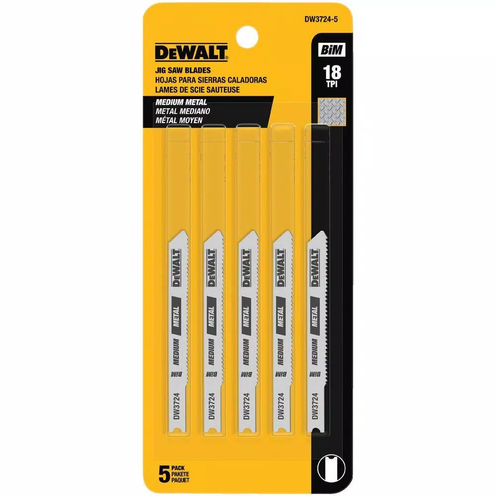 DEWALT 3 in. 18 TPI Bi-Metal Metal Cutting Jig Saw Blades, U-Shank (5-Pack)