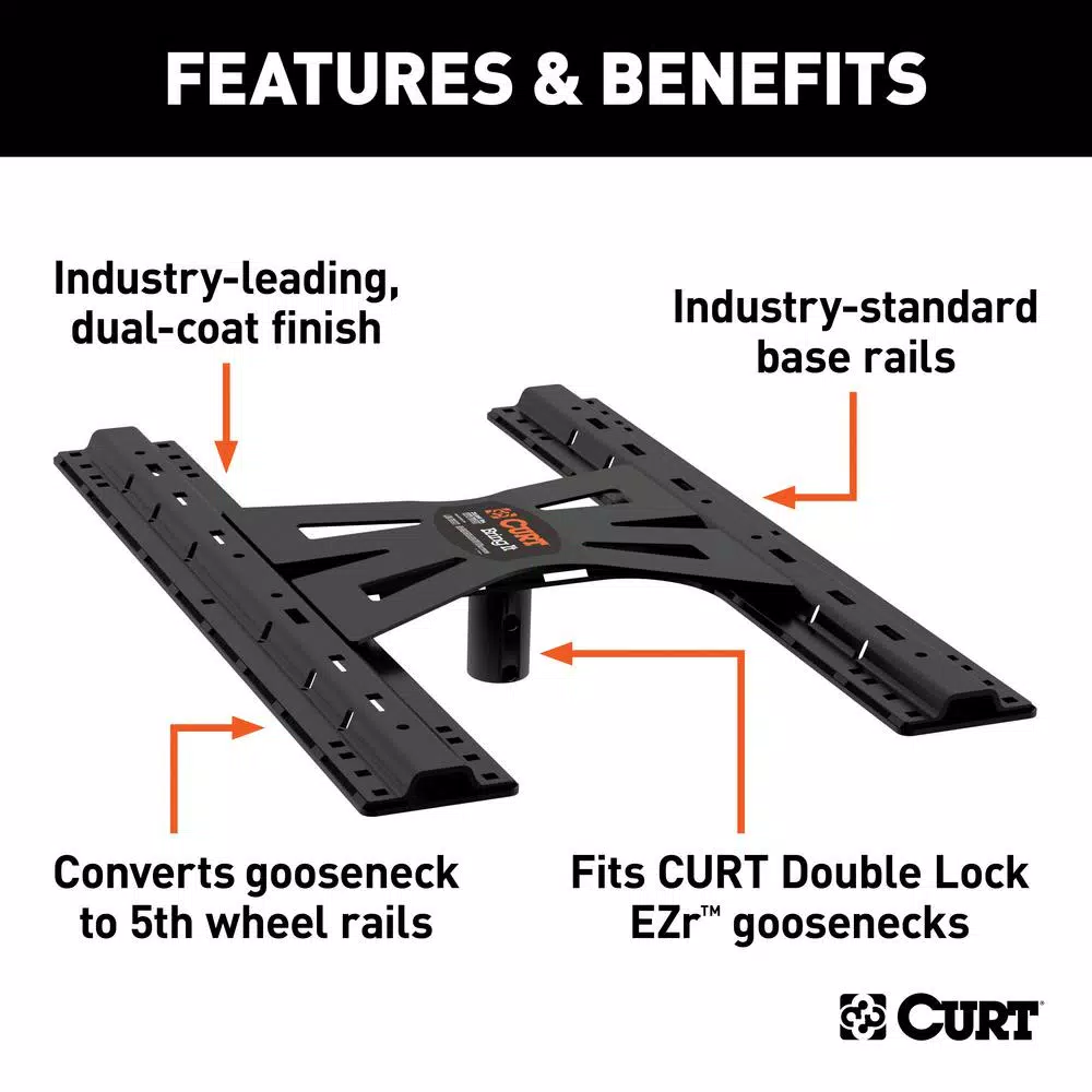 CURT X5 Gooseneck-to-5th-Wheel Adapter Plate for Double Lock EZr