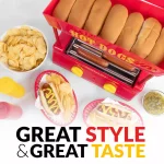 Nostalgia Red 8-Hot Dog Roller and 6-Bun Warmer Countertop Specialty Grill thumbnail 2