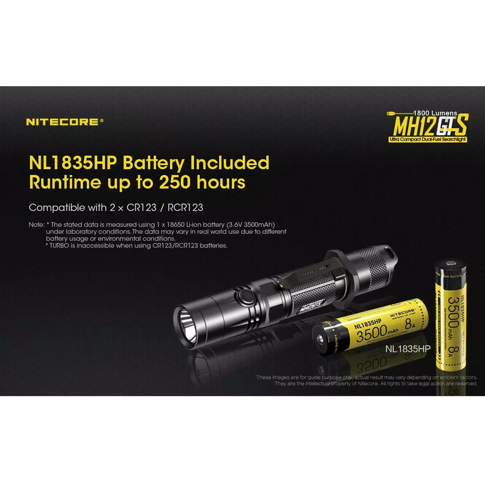 NITECORE MH12GTS 1800 Lumen Rechargeable LED Tactical Flashlight