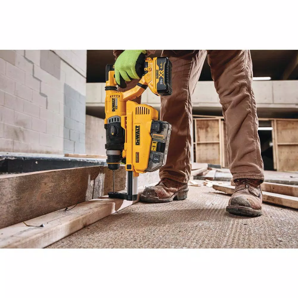 DEWALT 20V MAX XR Brushless 1-1/8 in. SDS Plus D-Handle Rotary Hammer Kit with Dust Extractor & (2) 6.0Ah Batteries