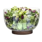 Sagaform Nature 8.625 in. Glass Salad Bowl with Solid Oak Trivet, Clear thumbnail 2