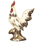 LITTON LANE 15 in. Rooster Decorative Sculpture - White, Red, and Brown Farmhouse Statuary thumbnail 1