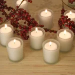 LUMABASE 12-Piece White Votive Candle Set with Frosted Glass Holders, 15-Hour Burn Time, Unscented Paraffin Wax thumbnail 6