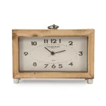 Zentique Wooden Pine Desk Clock with Metal Ring and Eclectic Analog Face thumbnail 1