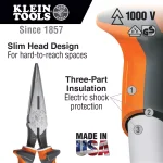 Klein Tools 6 in. Insulated Long Nose Side-Cutting Pliers, 1000V VDE Certified thumbnail 2