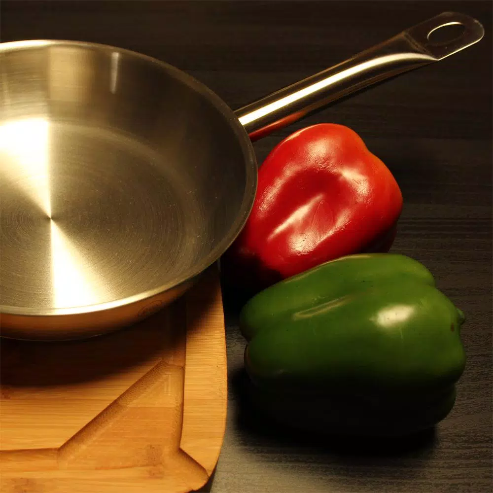 1829 Carl Schmidt Sohn PRO-X 8 in. Satin Stainless Steel Skillet with Aluminum Encapsulated Base