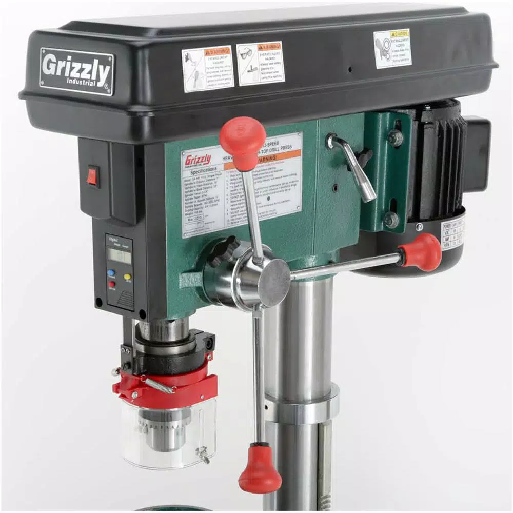 Grizzly Industrial 14 in. Heavy-Duty Floor Drill Press with Digital DRO and Laser Sight