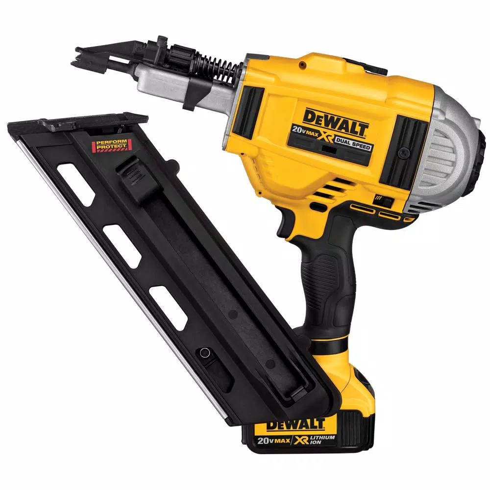 DEWALT 20V MAX XR Brushless 30-Degree Framing Nailer Kit with 4Ah and Bonus 5Ah Battery