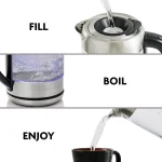 Ovente KG612S 1.7L Glass Electric Kettle, 1500W Silver Stainless Steel with Blue LED Light thumbnail 5
