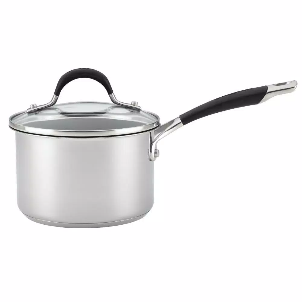 Circulon Momentum 2-Quart Stainless Steel Nonstick Saucepan with Glass Lid
