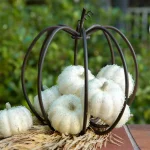 Flora Bunda 8-Piece Cream White Beaded Mini Pumpkin Set - Fall Harvest Indoor Tabletop Decor thumbnail 3