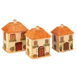 Certified International Piazzette 3-Piece Ceramic Canister Set, Multi-Colored Traditional Design thumbnail 1