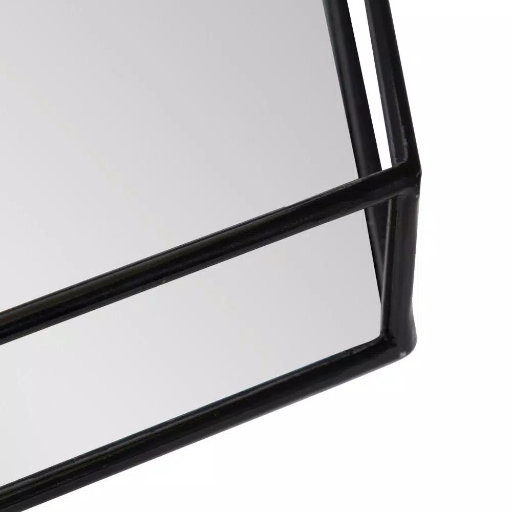 Kate and Laurel Felicia Black Hexagon Mirrored Metal Decorative Tray