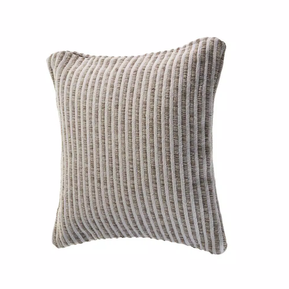 LR Home Beige and Cream Striped 22 in. x 22 in. 100% Cotton Throw Pillow