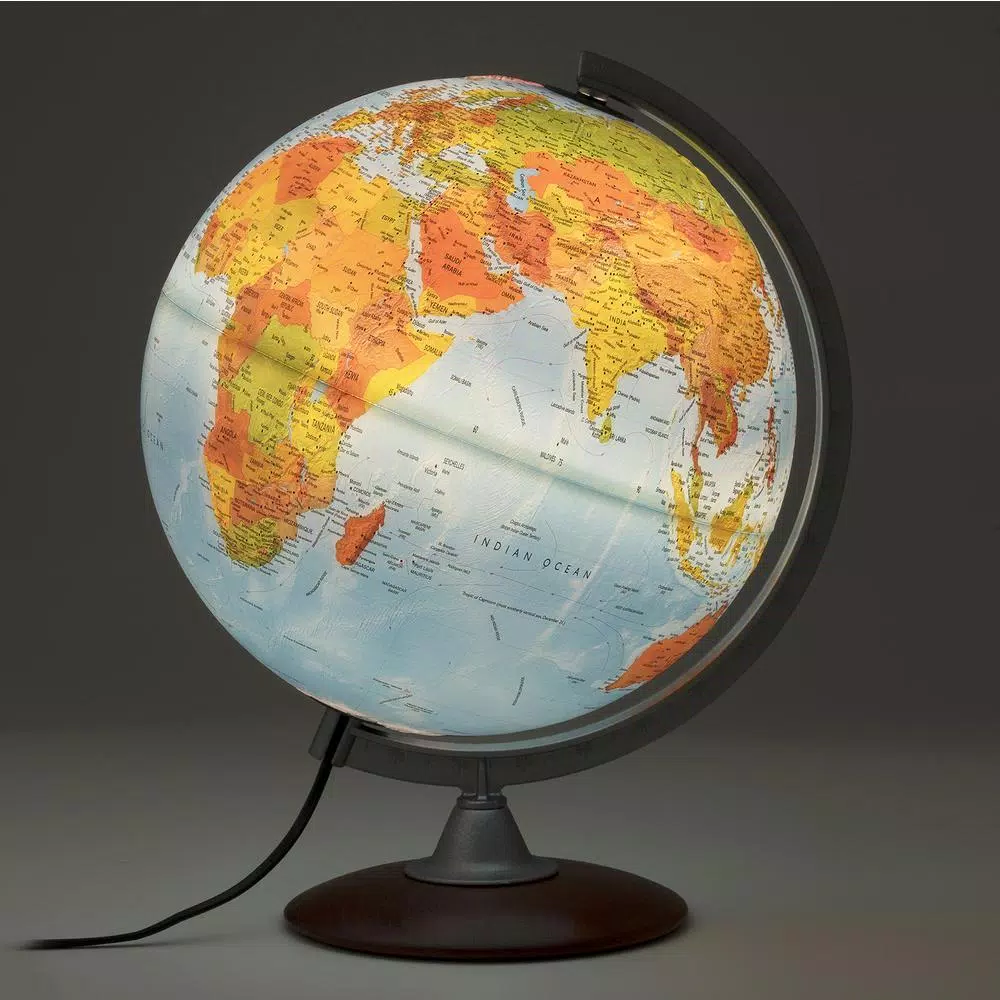 Waypoint Geographic Tactile 12 in. Raised Relief Desktop Globe with Illumination and Hardwood Base