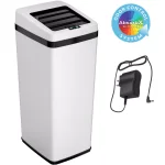 iTouchless 14 Gal. White Stainless Steel Touchless Motion Sensing Trash Can with Space-Saving Sliding Lid thumbnail 1