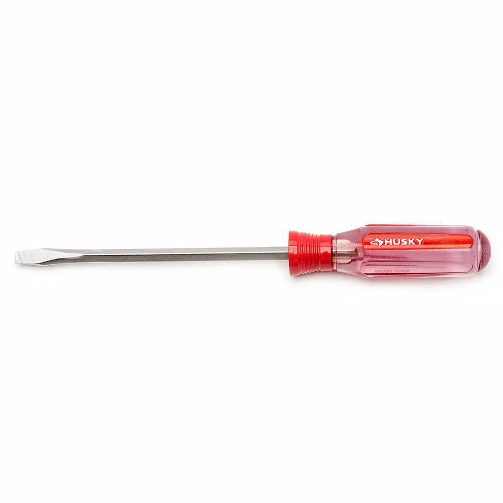 Husky 1/4 in. x 6 in. Slotted Screwdriver with Square Shaft and Acetate Handle