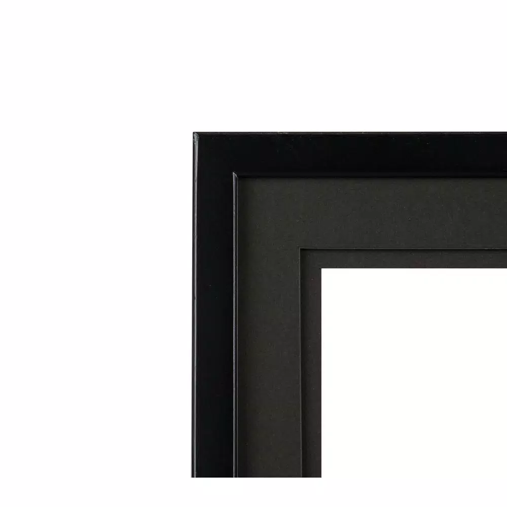 Pinnacle Gallery Solutions 8 x 19 in. Black Wood Floater Picture Frame with 5 x 7 in. Double Opening Mat