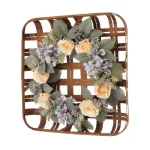 Glitzhome 22 in. Hydrangea Rose Wreath with 24 in. Bamboo Tobacco Basket Set thumbnail 2