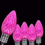 Wintergreen Lighting OptiCore C7 LED Pink Faceted Christmas Light Bulbs, 25-Pack thumbnail 1
