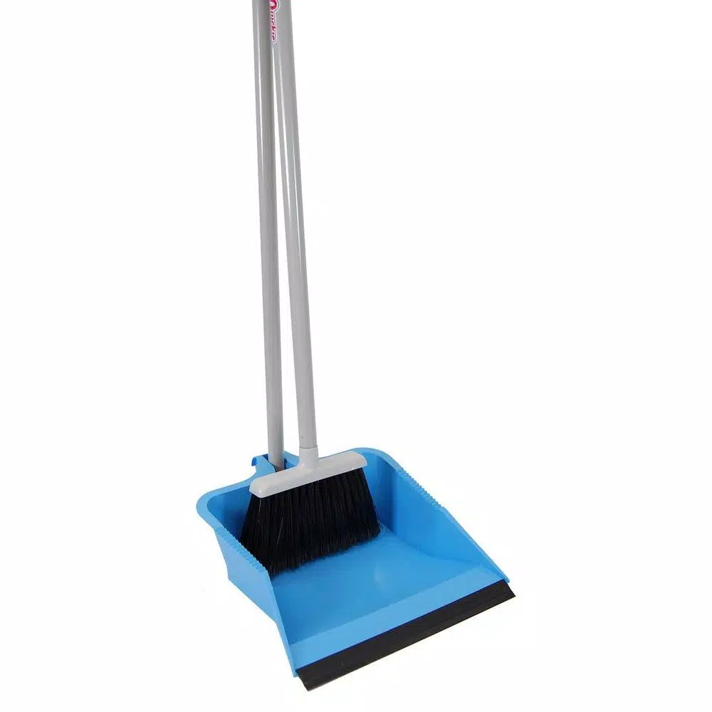 Quickie HomePro Flip Lock Dust Pan and Lobby Broom Set, Blue