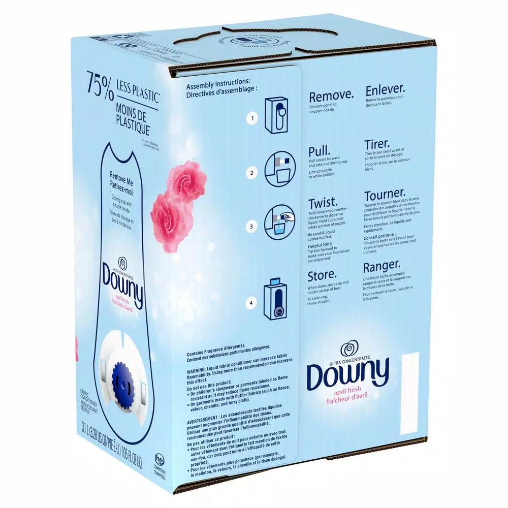 Downy Eco Box April Fresh Scent Fabric Softener, HE Compatible, 105 oz (180 Loads)