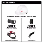 Milwaukee BOLT White Type 1 Class C Vented Hard Hat with Headlamp Mount thumbnail 3
