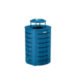 Suncast Commercial Suncast 35 Gal. Blue Metal Commercial Trash Can with Lid and Ash Receptacle thumbnail 1